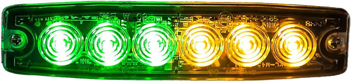 Buyers Products 8892210 5 Inch Amber and Green LED Strobe Light, Ultraâ€‘Thin Surface Mount Warning Light, 6 LEDs, 23 Flash Patterns, Aluminum Housing, IPX8 Waterproof, for Trucks and Utility Vehicles