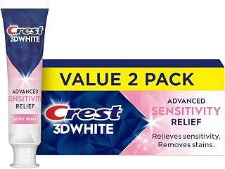 Crest 3DWhite Advanced Whitening Sensitivity Relief Toothpaste, Soft Mint, 3.3 oz, Pack of 12