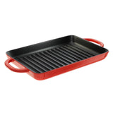 12.5 x 8 Inch Enameled Cast Iron Grill Pan by Lodge – 12.5"X 8", 4.3 quarts, Cast Iron, Red, Model EB12GP42