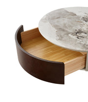 32" Scratch Resistant Coffee Table by VUSVAB – Ceramic+MDF, White+natural