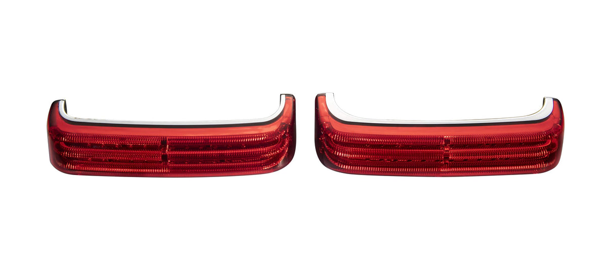 ProBEAM SEQUENTIAL Saddlebag Lights for BCM Bikes 2014+ - Chrome w/Red Lens by Custom Dynamics – Chrome Frame, Red Lens, Model PB-SBSEQ-BCM-CR