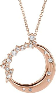 Bonyak Jewelry 14k Rose Gold 1/4 CTW Lab-Grown Diamond Crescent Moon 16-18" Necklace Refined