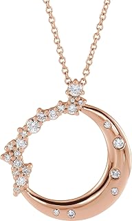 Bonyak Jewelry 14k Rose Gold 1/4 CTW Lab-Grown Diamond Crescent Moon 16-18" Necklace Refined