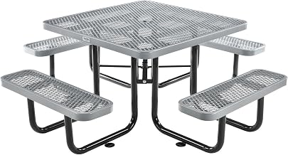 Global Industrial 46" Square Picnic Table, Expanded Metal, Gray