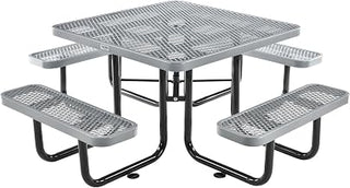 Global Industrial 46" Square Picnic Table, Expanded Metal, Gray