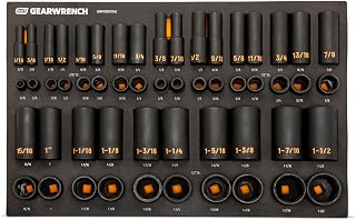 GEARWRENCH 54 Pc Hi-Viz SAE Impact Socket Set in Foam Tray | GWMSISKHSAE
