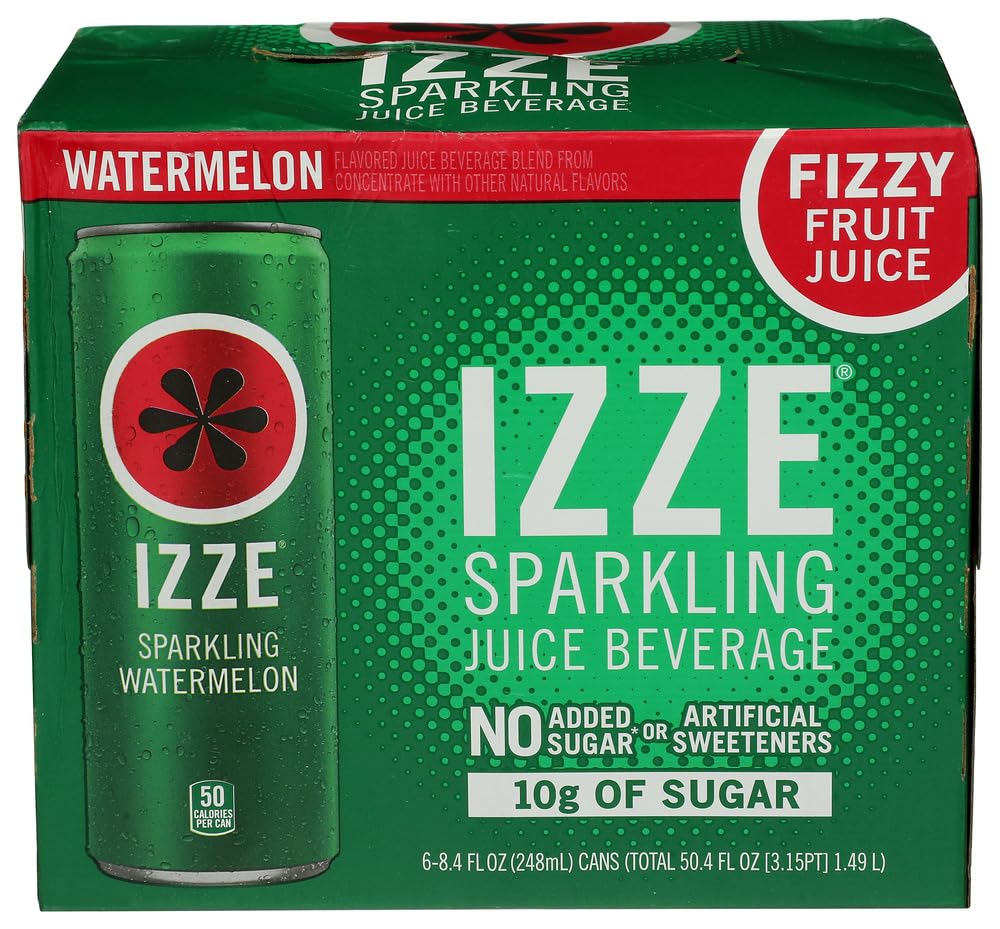 Watermelon Sparkling Juice, 8.4 Fl Oz, 6 Count by IZZE – 1.4 Fl Oz (Pack of 6), Pack of 6