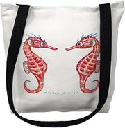Betsydrake TY088G 18 x 18 in. Seahorses Tote Bag - Large Black