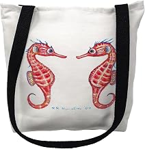 Betsydrake TY088G 18 x 18 in. Seahorses Tote Bag - Large Black