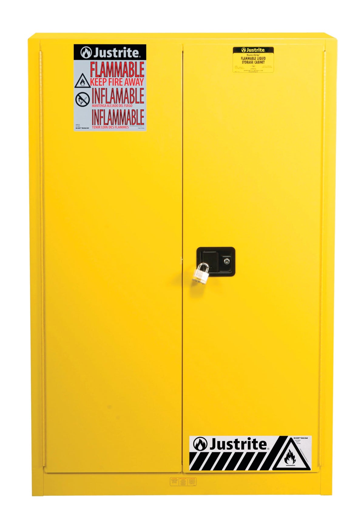 Justrite Yellow / 60 Gallon / Manual-Close Safety Storage Cabinets