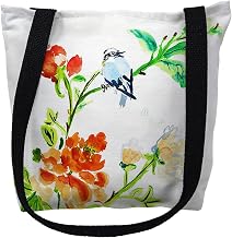 Betsy Drake TY1103S 13 x 13 in. Blue Bird & Flowers Small Tote Bag
