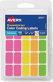Avery Rectangular Color Coding Labels, Assorted, Removable, Pack of 525 (06721)