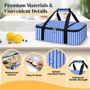 Coobiiya Insulated Casserole Carrier, Fits 9 x 13 Inch Dish, Single Layer Stripes