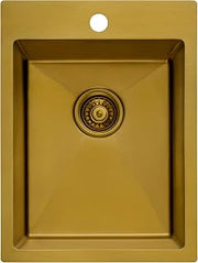 Ruvati 15 x 20 inch Polished Brass Matte Gold Stainless Steel Drop-in Topmount Bar Prep Sink Single Bowl - RVH8110GG