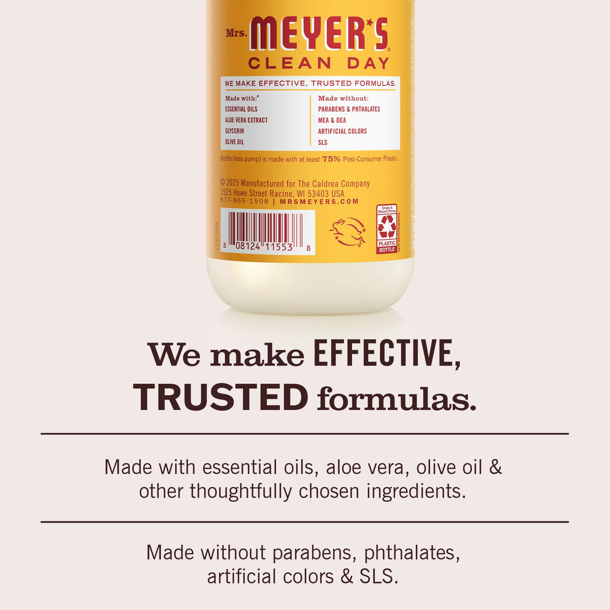 CLEAN DAY Hand Soap by Mrs. MEYER'S – 12.5 Fl Oz (Pack of 1), Clear, Model Hh-060