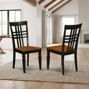 Solid Wood Dining Chairs with Wood Seat by Furnifact – Wood, Black & Cherry, Pack of 2