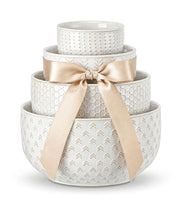 Lareina Ceramic Mixing Bowl Set, 4 Piece, Ivory White