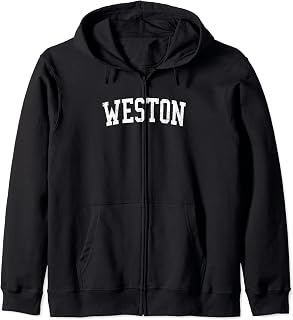 Vintage Weston FL Distressed White Varsity Style Zip Hoodie