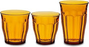 Duralex Le Picardie Glass Tumbler Drinking Set – 18-Piece Amber Tumblers in Mixed Sizes
