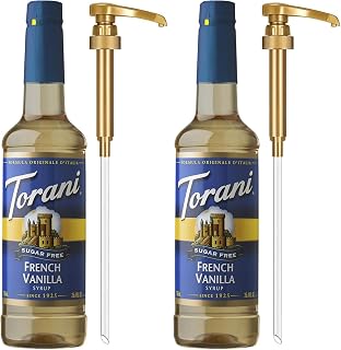 Torani Sugar Free Coffee Syrup, French Vanilla Flavored Syrup for Drinks, Zero Calorie, Pump Included, 25.4 Fl Oz (Pack of 2)