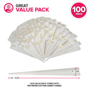 Cotton Candy Cones (100 Pack) by Stock Your Home – 6.2992 cm, White, Model 2595
