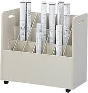 Safco 21-Compartment Mobile Roll File Cart | Grandstand Design with 8 Compartments | 50 lbs. Weight Cap. | Durable Furniture Grade Particleboard, Textured Vinyl & Laminate Finish