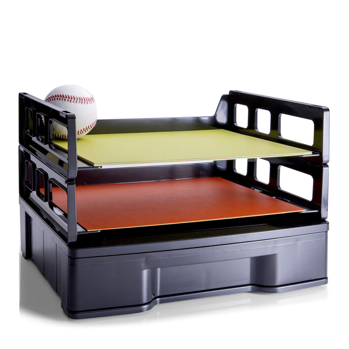 Recycled Drawer with Two Letter Trays by Officemate – Black, Model 26094