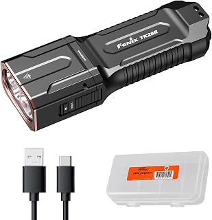 Fenix TK28R Tactical Flashlight, 6500 Lumen LED Rechargeable Flashlight with Red Light, USB Fast Charging, IP68 Waterproof, Long Throw 437 Yards for Law Enforcement & Outdoor with Lumentac Organizer