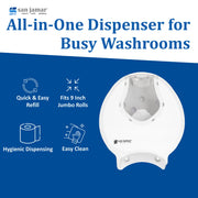 Sumit Plastic Single Roll Jumbo Tissue Dispenser by San Jamar – Plastic, White, Model R2070WHCL