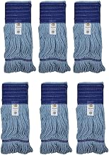 Janico 3040 Commercial Mop Head Replacements, High Absorbency, Reinforced Stitching, 5 Inch Wide Headband, Compatible with Standard Handles, 6 Pack, Navy/Blue