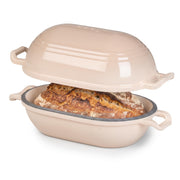Frrly Enameled Cast Iron Dutch Oven, 5 Qt Oval Bread Pan with Lid, Latte