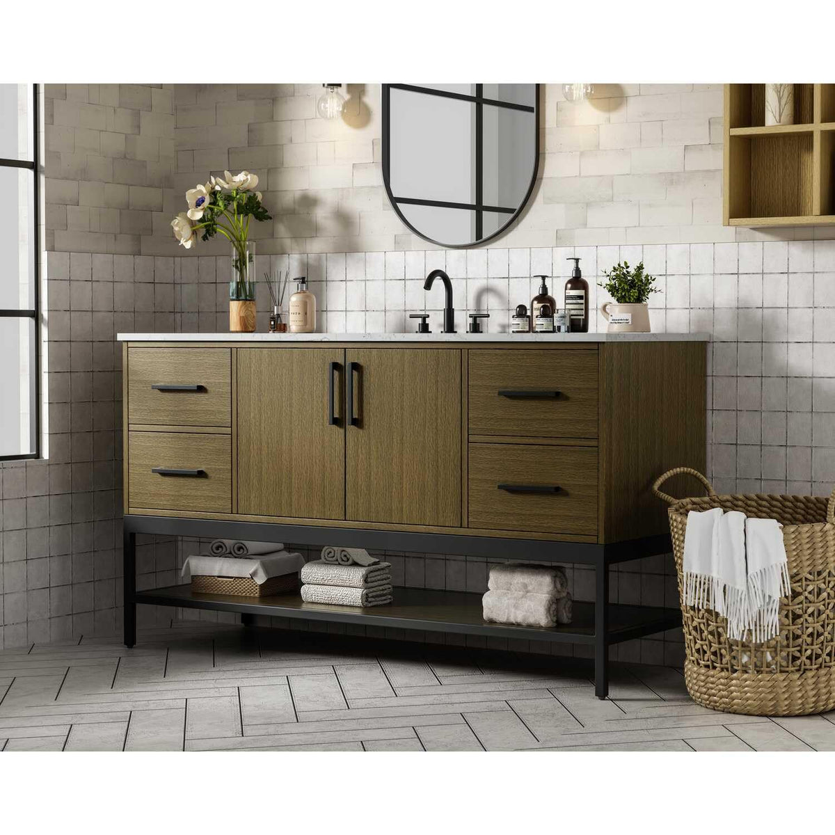 60" Single Bathroom Vanity in Chestnut Brown by Elegant Kitchen and Bath – unspecified, Engineered Wood, Medium Wood, Model VF60760MCB