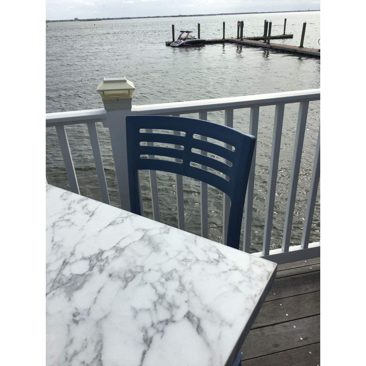 Exterior Vanguard 48"x32" Table Top -White Marble by Grosfillex – Commercial Grade