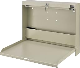 Global Industrial Wall Mounted Fold Down Shop Desk with keyed Lock, 50 Lbs