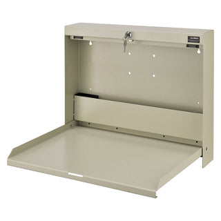 Wall Mounted Fold Down Shop Desk with keyed Lock by Global Industrial – Standard, Steel, Tan, Model 249997