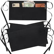 BOHARERS 4 Pack Waitress Apron With 3 Pockets-Black Server Aprons-Waiter Short Half Waist Servers Apron