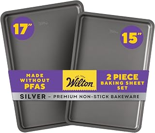 Wilton Silver Non-Stick Baking Sheet Set, Made Without PFAS, 2-Piece