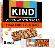 Kind Zero Added Sugar Healthy Snacks Bars, Peanut Butter Dark Chocolate, Gluten Free, High Fiber, Keto Snacks, 5g Protein, 5 Count
