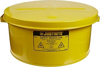 Justrite 10771 Steel Bench Can, 11L Capacity, Yellow
