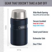 Stainless King Food Jar with Bowl by THERMOS – 24 Ounce, 24.0 fluid_ounces, Stainless Steel, Matte Midnight Blue, Model SK3020MDB4AZA