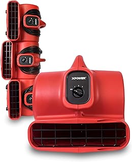 XPOWER P-430 1/3 HP Air Mover, Carpet Dryer, Floor Fan, Utility Blower - Red (4 Fans)