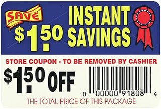 Coupon Labels $1.50 Off Instant Savings - 3" L x 2" H 250 per Roll