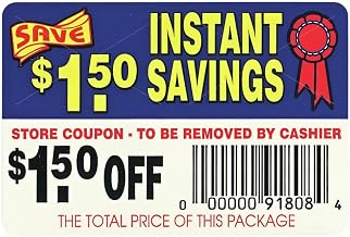 Coupon Labels $1.50 Off Instant Savings - 3" L x 2" H 250 per Roll