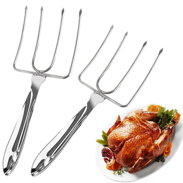 Kaycrown Meat Lifter Forks, Stainless Steel Poultry Carvers Set of 2, Silver