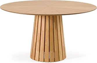 Weiss - Mid-Century Modern Natural Oak Round Dining Table