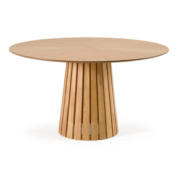 Weiss - Mid-Century Modern Natural Oak Round Dining Table by Limari Home – Rubberwood, Natural, Model LIM-85572