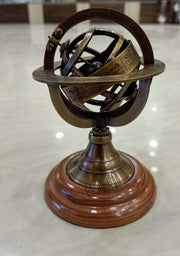 5" Nautical Brass Armillary Sphere World Globe Rosewood Base Table Decor Gift by THOR INSTRUMENTS – 5x5 inches, Wood, Antique Brass, Model UK142