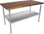 John Boos WAL-SNS 03-O-40 Walnut Blended Oil Top Worktable with Stainless Base and Shelf, 60" x 24" x 40"
