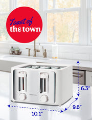 4-Slice Toaster by Betty Crocker – 4-Slice, Plastic, White, Model BC-5635W