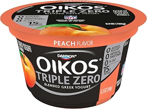 Oikos Organic Triple Zero Peach Nonfat Greek Yogurt, 5.3 Ounce -- 12 per case.